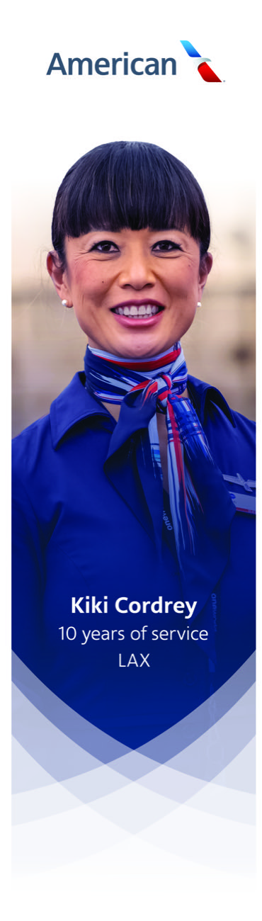 Kiki Cordrey, flight attendant, 10 years of service, based in LAX