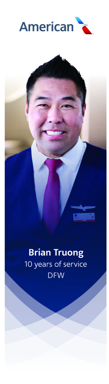 Brian Truong, flight attendant, 10 years of service, based in DFW