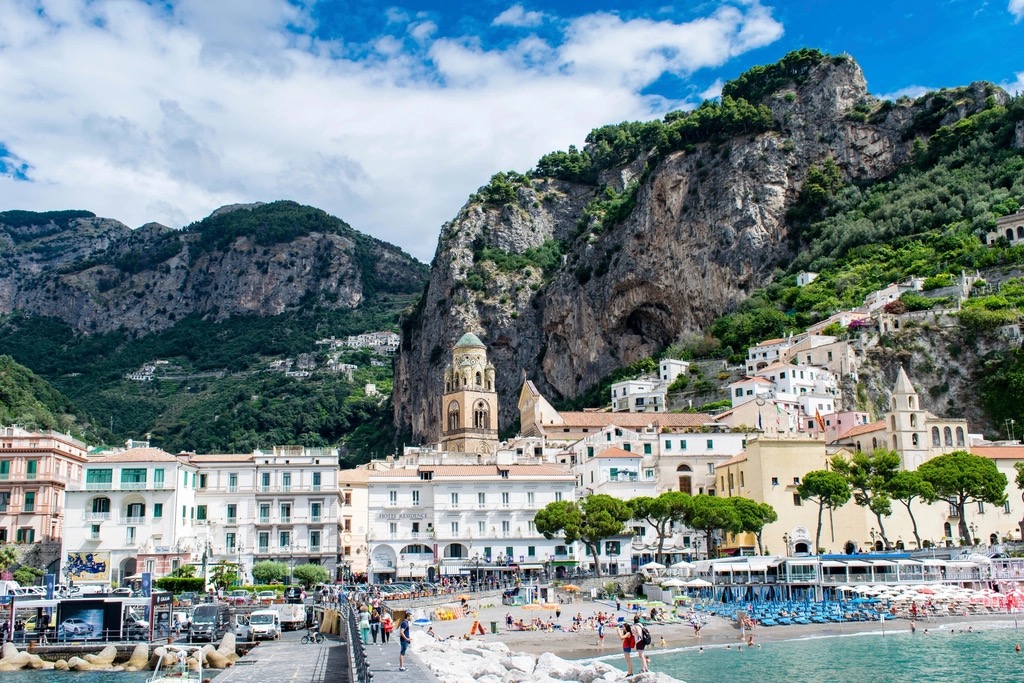 A coastal town on the Amalfi coast, one of many destinations open to travel privileges